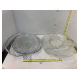 4 Vntg Glass Serving Platters & Divided Dishes