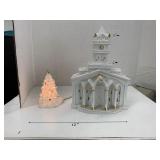 Light-up Church and Christmas Tree