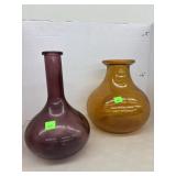 Amethyst Purple & Amber Glass Vases