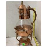 Vntg Copper/Brass Coffee/Tea Carafe & Warmer