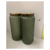 2cnt green jars with lids