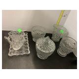 Glass items, Cream and sugar Bowls Candy Dish