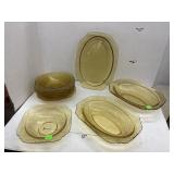 Federal Glass Co, Amber Madrid Platters / Bowls