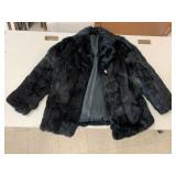 Black Rabbit Fur Coat, No Size, Missing 1 Hook