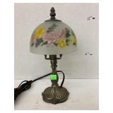 Glass flower shade lamp
