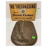 No Trespassing Sign & Heavy Thermometer Wall