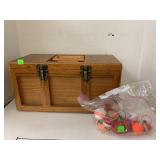 Bag of Bobbers & Wooden Tool Box