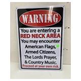Metal Redneck Warning sign