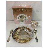 4 piece silver plated baby feeding set