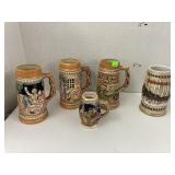 Assorted beer steins