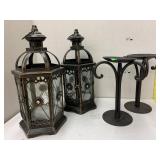 Metal Items, 2 Lanterns and 2 Candle Stick