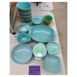 Vntg Melmac & Melamine ware & Raffia ware