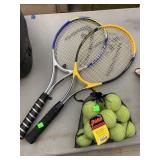 Tennis rackets and balls