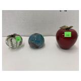 3 glass paperweights