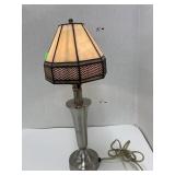 Metal lamp w/stained glass shade
