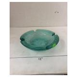 Aqua Blue Vntg  Glass  Ashtray
