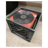 Milk crate of vinyl records