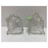 Vntg Federal Glass horse head bookends