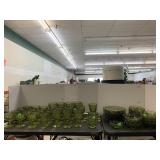 Group Of 57 Green Glass Dishes, Plates, Cups