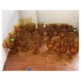 Group of 30 Amber Yellow Cups & Plates