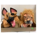 Flat w 2 Rubber masks, German Shepard and lion