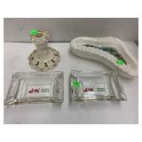 3 Ashtrays and Candle stick