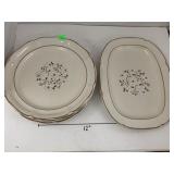 Covington Stoneware plates and tray, some chips