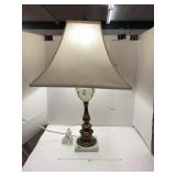 Metal & painted milk glass table lamp