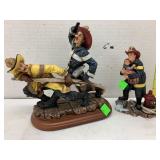 2 Fireman statues, Red Hats of Courage, Pulling