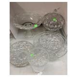 Vntg cut Crystal and pressed glass bowls