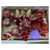 Lot of red/burgundy/gold Victorian ornaments