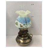 Vntg Fenton lamp Deer in the Woods uranium shade
