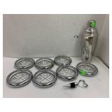Drink Shaker, Coasters, And Wine Stopper