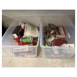 2 Totes Assorted Holiday Decor & Misc