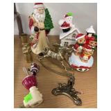 Brass Candle Holders & Christmas Decor