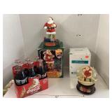 Coca-Cola bottles, snow globe, & mechanical bank