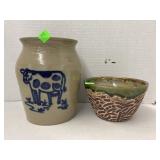 Cow crock & Clayworks Pottery bowl