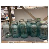 9 Vntg Blue Ball Canning Jars