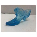 Vintage Fenton blue glass slipper