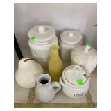 Cannisters, decor, & honey pot