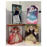 4 Vntg Barbies, Holiday and winter