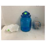 Vntg MCM LE Smith jar, candle, & milk glass