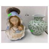2 Flower Vases, Mother Mary and Wall Mount