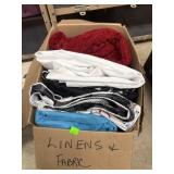 Box of Linens / Fabric / Misc
