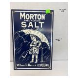 Vintage Enameled Morton Salt Sign - Heavy