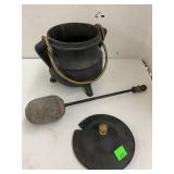 Cast Iron Fire Starter pot w Pumice Stone Wand
