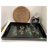 Wood Wall Hanging, Tray, Glass Owl