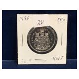 1990 Can Half Dollar,   Uncirculated MS65