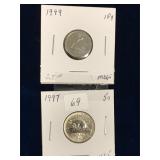 1997, 1999 Can Nickel & Dime Uncirculated MS65