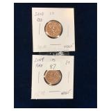 2009, 2010 Can Pennies, Red Unc. MS65
